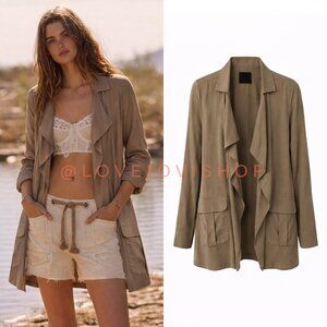 Utility Boho | NWT Trouve Khaki Soft Safari Jacket w Flap Pockets | Spring Layer